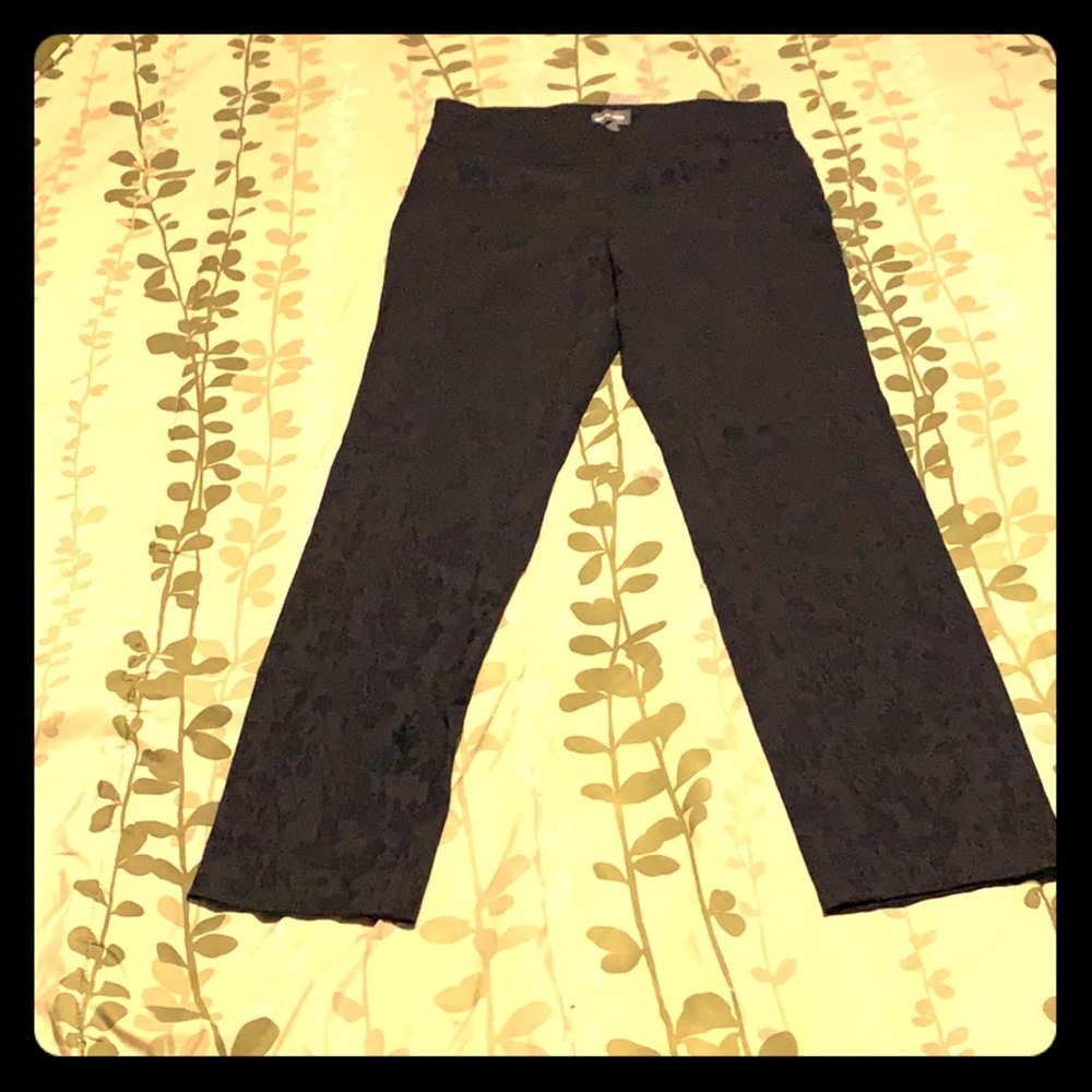 Black with designs on flowers super stretch pants